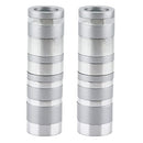 Pair of 4-inch silver aluminum candlestick holders with sleek modern design for Shabbat candle lighting