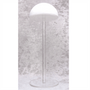 Clear acrylic wig stand with 19-inch height for elegant display and storage of wigs or head coverings
