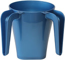 Light blue plastic washing cup with dual side handles for Jewish Netilat Yadayim ritual
