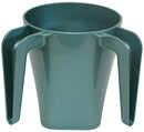 Green plastic washing cup with dual handles for traditional Netilat Yadayim ritual