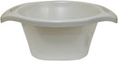 Pearl-colored plastic wash bowl with smooth finish and 15-inch wide, 6-inch deep design
