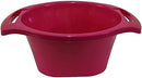 Vibrant hot pink plastic wash bowl with wide, shallow shape and durable finish
