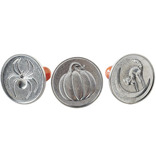 Nordic Ware 1260 Spooky Cast Cookie Stamps, 3-inch rounds, Silver
