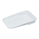 Small white rectangular plastic drip tray with raised edges