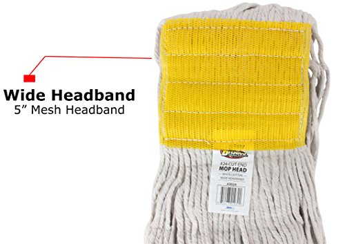 Zoomed-in view of wide 5" yellow mesh headband for commercial mop head