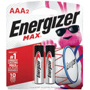 Energizer Max AAA 2-pack batteries in retail packaging featuring the Energizer Bunny