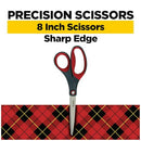 8-inch sharp edge Scotch scissors on red plaid background