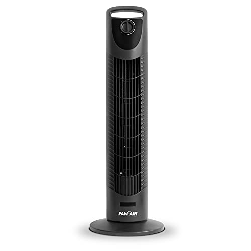 Front view of Fanfair 36-inch black oscillating tower fan