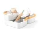 Umbra Bellwood Stackable Storage Bin, Multipurpose Caddy Organizer, 11 x 7 in, White/Natural