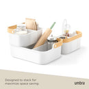 Umbra Bellwood Multipurpose Caddy Organizer with Handle, Desk, Makeup, Dorm Caddy, Kitchen Cabinet Organizer, Natural/White