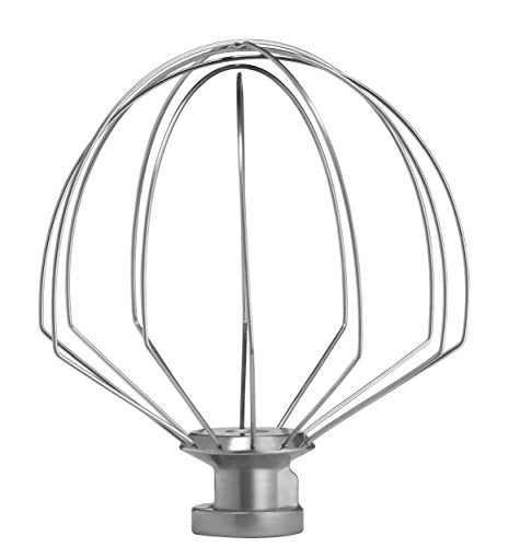 Stainless steel wire whisk attachment for Cuisinart stand mixer.