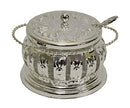 Majestic Giftware silver-plated glass honey and candy dish with ornate design and lid