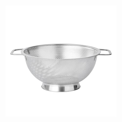Stainless steel colander with dual handles and base