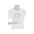 Size comparison of mesh strainer held in hand with dimensions shown