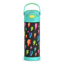 THERMOS FUNTAINER 16 Ounce Stainless Steel Vacuum Insulated Bottle with Wide Spout Lid, Lightning Bolt Girl
