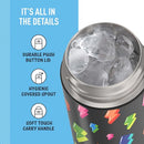 THERMOS FUNTAINER 16 Ounce Stainless Steel Vacuum Insulated Bottle with Wide Spout Lid, Lightning Bolt Girl
