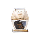 Crystal Havdalah holder with gold Hebrew text filled with cloves