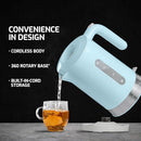 OVENTE 1.8L Electric Kettle, 1500W Fast Boiling Heater for Coffee or Tea, BPA Free, Easy to Fill Lid, Water Level Window, Auto Shut-Off, Boil-Dry Protection and Removable Filter, Blue KP413LBL