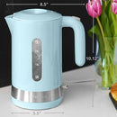 OVENTE 1.8L Electric Kettle, 1500W Fast Boiling Heater for Coffee or Tea, BPA Free, Easy to Fill Lid, Water Level Window, Auto Shut-Off, Boil-Dry Protection and Removable Filter, Blue KP413LBL