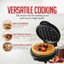 OVENTE Mini Waffle Maker Machine, 4-Inch Chaffle Mold with Non-Stick Surface, 550W Quick Heat-Up and Overheat Protection, Perfect for Breakfast, Dessert, Sandwich, Hash Brown or Snacks, Black WM215B