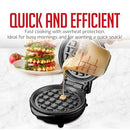 OVENTE Mini Waffle Maker Machine, 4-Inch Chaffle Mold with Non-Stick Surface, 550W Quick Heat-Up and Overheat Protection, Perfect for Breakfast, Dessert, Sandwich, Hash Brown or Snacks, Black WM215B