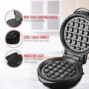 OVENTE Mini Waffle Maker Machine, 4-Inch Chaffle Mold with Non-Stick Surface, 550W Quick Heat-Up and Overheat Protection, Perfect for Breakfast, Dessert, Sandwich, Hash Brown or Snacks, Black WM215B