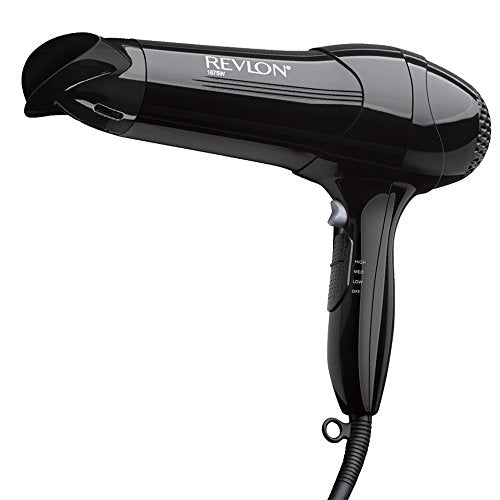 Black Revlon 3-speed high heat hair dryer with concentrator nozzle