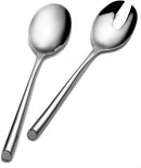Stainless steel Towle Living Mea 2-piece salad serving set featuring a serving spoon and slotted spoon.