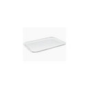 Clear rectangular acrylic cake tray with smooth edges on white background