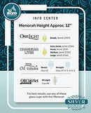 Chart showing compatible glass cup sizes for Ner Mitzvah oil menorahs.