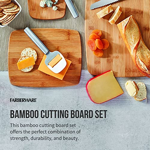 Bamboo cutting board set used to serve bread and cheese.