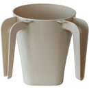 Beige plastic Negel Vasser wash cup with double handles for easy use and a smooth matte finish.