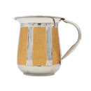 Stainless steel Negel Vasser wash cup with elegant vertical gold glitter stripes.