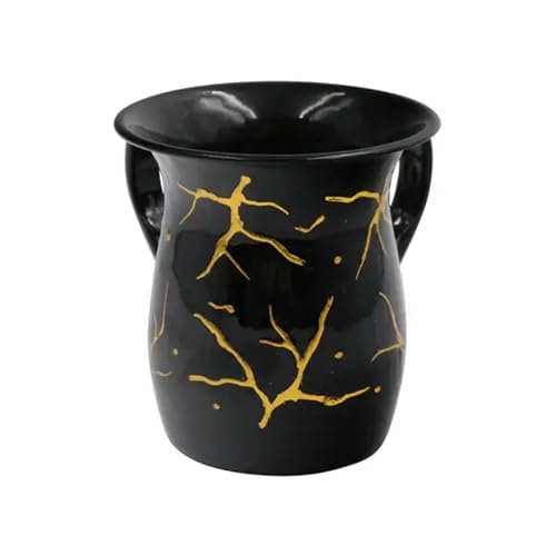 Black Majestic wash cup with elegant gold marble streaks across a glossy finish.