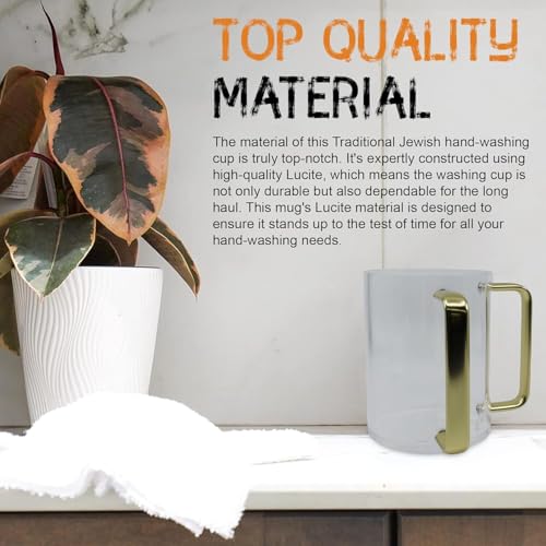 Majestic Giftware stainless steel and plastic wash cup lifestyle image beside plant.