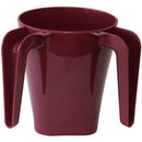Burgundy plastic Negel Vasser wash cup featuring a smooth glossy finish and double-handle design.