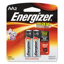 Energizer MAX AA 2-pack battery packaging with red and orange gradient design.