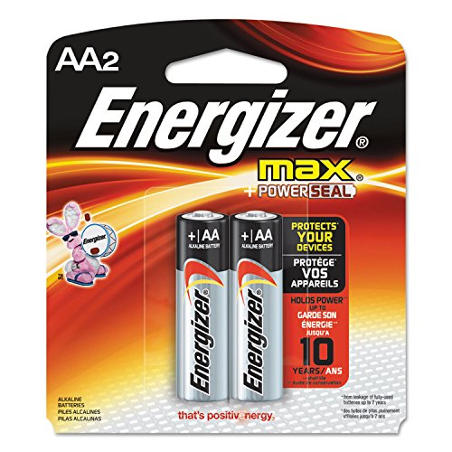 Energizer MAX AA 2-pack battery packaging with red and orange gradient design.