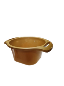 Gold plastic washbowl with built-in side handles from Majestic, shown from an angled top view.