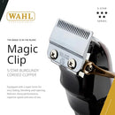 Close-up of the Wahl Magic Clip’s precision blade with text describing features.