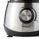 Close-up of the stainless steel base and control dial on the Brentwood food processor.