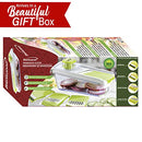 Retail gift-style packaging box for the Brentwood mandolin slicer with blade illustrations.