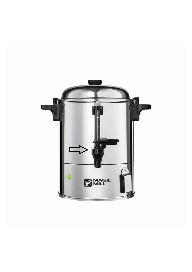 Magic Mill double insulated urn with child-lock spout highlighted on front