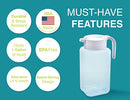 Arrow Home Products 1 Gallon Plastic Pitcher with Lid - Clear Plastic Pitcher for Refrigerator, Fill with Cold Drinks - BPA Free, Space-Saving Rectangular Design - Fill with Lemonade, Milk, Juice