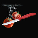 Victorinox round tip serrated knife with red handle and water splash effect