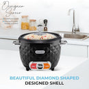 Courant 10-Cup (Cooked) / 5-Cup Uncooked Rice Cooker and Steamer with One-Touch Operation, Automatic Keep Warm Function, and Chrome Accents, Black