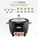Courant 10-Cup (Cooked) / 5-Cup Uncooked Rice Cooker and Steamer with One-Touch Operation, Automatic Keep Warm Function, and Chrome Accents, Black