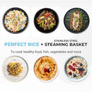 Courant 10-Cup (Cooked) / 5-Cup Uncooked Rice Cooker and Steamer with One-Touch Operation, Automatic Keep Warm Function, and Chrome Accents, Black