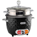 Courant 10-Cup (Cooked) / 5-Cup Uncooked Rice Cooker and Steamer with One-Touch Operation, Automatic Keep Warm Function, and Chrome Accents, Black