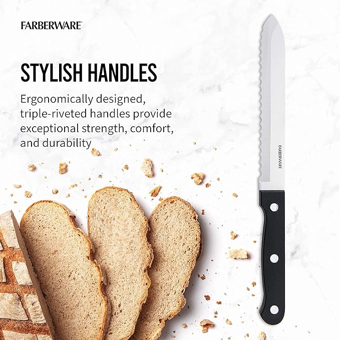 Farberware 14pc Triple Riveted Piece Knife Set with Built in Sharpener